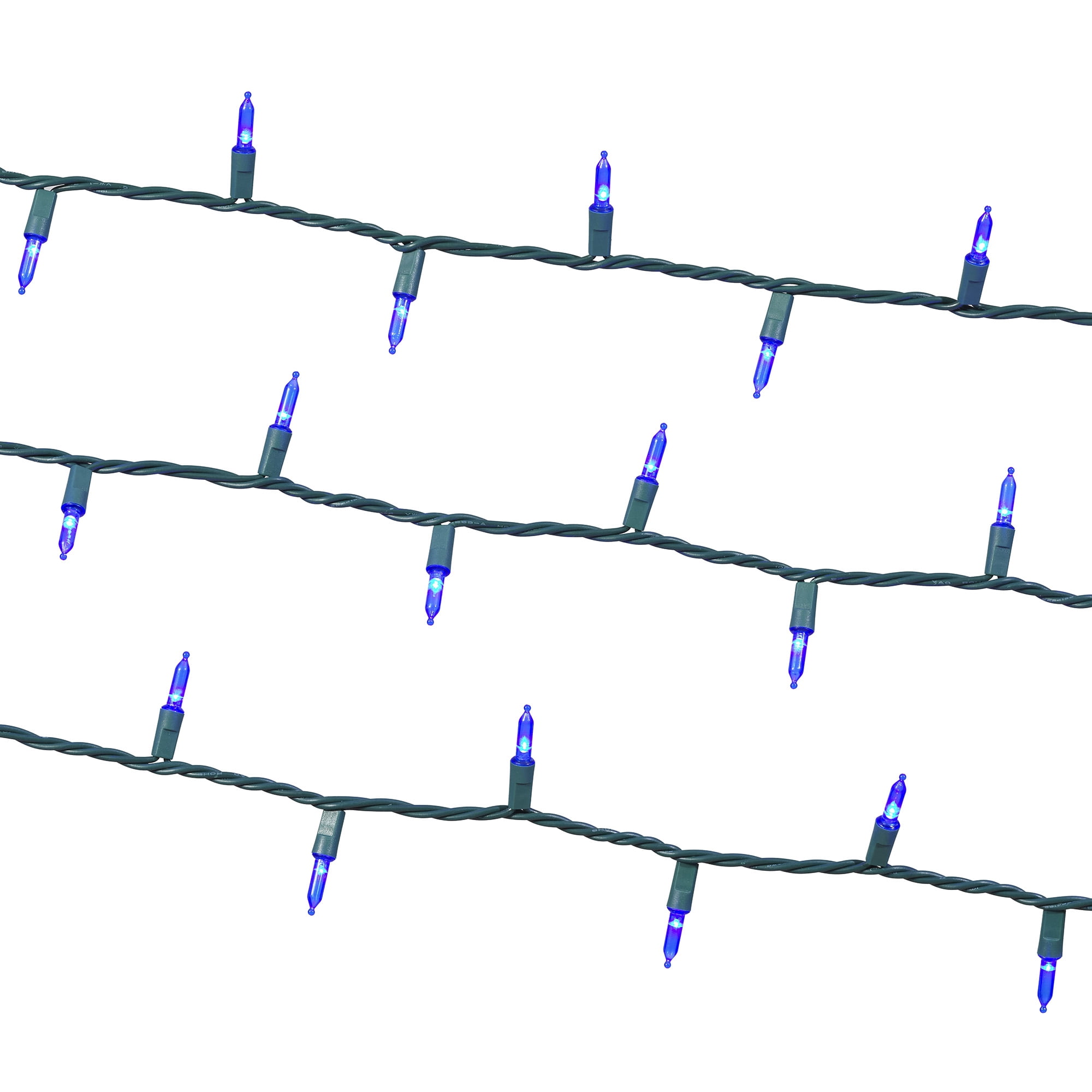 (2 pack) 50-Count Blue LED Mini Christmas Lights with Green Wire, 11', Holiday Time