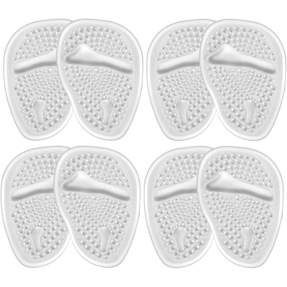 Metatarsal Pads for Women, Ball of Foot Cushions for High Heels, Non Slip Shoe Inserts for Forefoot Pain Relief, Breathable Heel Inserts & Foot Pads for All Day Comfort (Clear*4pairs)