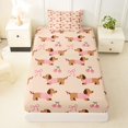thumbnail image 3 of Homewish Cute Dachshund Dog Twin Sheets,Bowtie Cherry Bedding,Beige,3-Piece,1 Fitted Sheet and 1 Pillowcase, 3 of 6