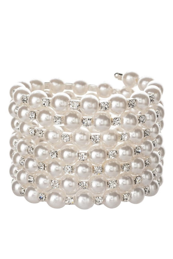 Artificial Pearl Bracelet with Crystals Diamonds for Wedding Bridal Party Gifts