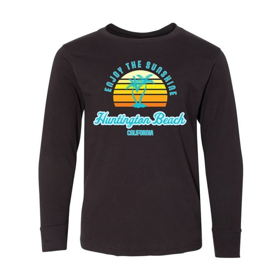 Inktastic Summer Enjoy the Sunshine Huntington Beach California Blue Long Sleeve Youth T-Shirt