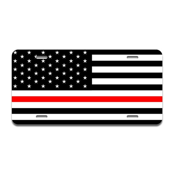 America Thin Red Line Aluminum License Plate| License Plate 12" X 6" Fits Any Car, Truck, SUV, RV, or Trailer | Made in The USA