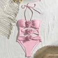 thumbnail image 2 of PBFRDSJ Sexy One Piece Swimsuit for Women with 3D Rose Cami Cutout High Leg Slit Bathing Suit for Beach Photoshots Swimming Vacation, 2 of 6