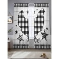 thumbnail image 2 of Farm Animals Sheer Curtains 2 Panels Set Star Hen White Wood Striped Black Plaid Sheer Window Curtains Light Filtering Rod Pocket Voile Drapes for Bedroom Living Room 52"X84", 2 of 8