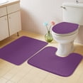 thumbnail image 4 of 3 Piece Bathroom Rug Set, Purple Non Slip Bath Mat with Contour Toilet Mat and Lid Cover, Simple Background Modern Solid Color Monochrome Absorbent Soft Shower Mats for Bathroom, 4 of 9