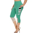 thumbnail image 1 of Pantalones capri ajustados para mujer, leggings con costuras de encaje, pantalones de yoga elásticos, 1 of 5