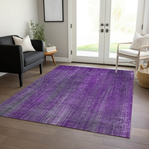 Addison Rugs Chantille Indoor/Outdoor Transitional Striped Purple Washable Rectangle Rug, 3' x 5'