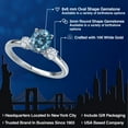 thumbnail image 2 of Gem Stone King 14K White Gold Persian Blue Moissanite and White Moissanite Engagement Ring for Women | 1.58 Cttw | Oval 8X6MM | Gemstone Birthstone | Size 6, 2 of 6