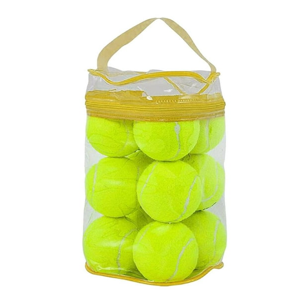 12 pelotas de tenis para perros con bolsillo de almacenamiento, pelotas de entrenamiento elásticas, pelotas de práctica para interiores y exteriores Amarillo