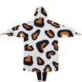 thumbnail image 2 of Oversized Wearable Blanket Hoodie,Black and Orange Of Leopard Print Sherpa Blanket Hoodie with Super Pockets,Super Warm Fuzzy Pullover for Women & Men, 2 of 6