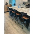 thumbnail image 2 of Set of 2 Industrial Bar Stool-Adjustable Swivel Wood Metal Bar Stool-Counter Height to Extra Tall Farmhouse Bar Stool-24-30 Inch Seat Height-with Backrest, 2 of 5