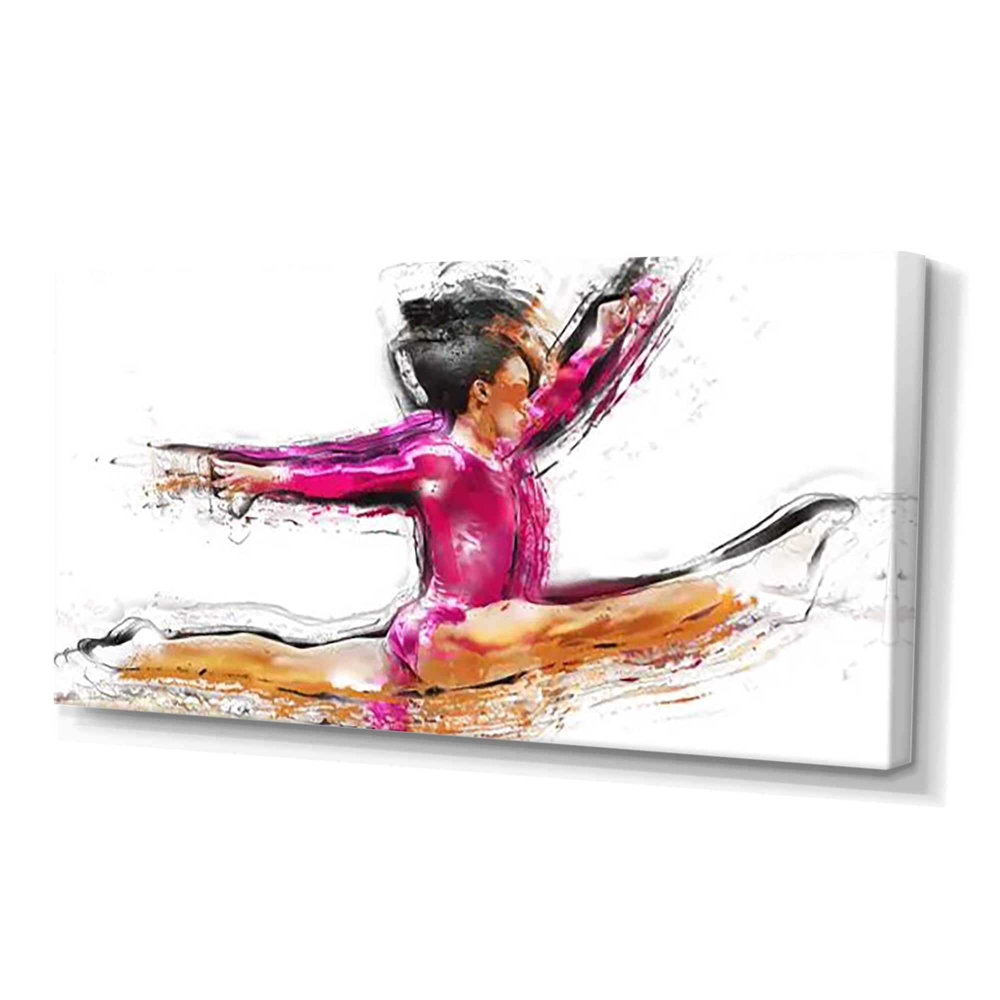 DESIGN ART  "Gymnastics Split" Canvas Art Print - Pink