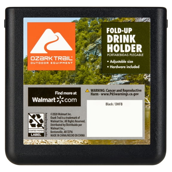 Ozark Trail Black Fold-up Drink Holder, Boat, Plastic