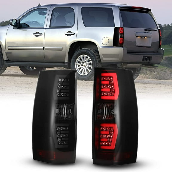 Winjet Tail Lights Assembly for 2007-2014 CHEVROLET SUBURBAN 1500 2500 and 2007-2014 CHEVROLET TAHOE,LED Sequential Turn Signal Rear Reverse Brake Lamp DRL Taillights Replacement(Smoke Lens)