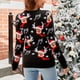 thumbnail image 5 of Jersey de Navidad para mujer, suéter con cuello redondo, manga larga, franjas de diferente Color, suéter informal de Navidad para fiesta en casa A1049 M, 5 of 8