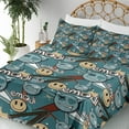 thumbnail image 3 of Ambesonne Emoji Fitted & Top Sheet Set with Shams, Graffiti Design Funny Faces, Cadet Blue Redwood, 3 of 5
