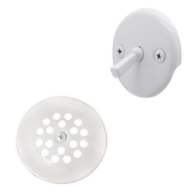 Westbrass R92-50 Kit De Drenaje Para Bañera Y Ducha Con Palanca De Viaje De 3-1/8" Con Placa Frontal De Desbordamiento De 2 Orificios, 1 Paquete De Capa En Polvo Blanca