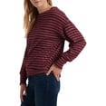 thumbnail image 3 of LUCKY BRAND Womens Burgundy Striped Long Sleeve Crew Neck Sweater M, 3 of 3