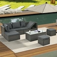 thumbnail image 2 of 7 Piece Patio Furniture Sets Outdoor Sectional PE Rattan Outdoor Furniture Patio Conversation Set with Adjustable Lounger Sofa & Ottomans, for Balcony Lawn and Garden, Gray, 2 of 10