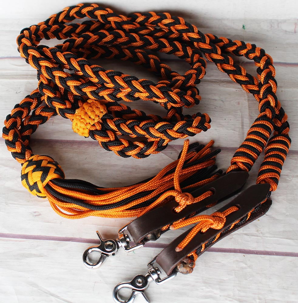 Corde nouée cheval western baril rênes nylon tressé rein
