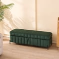 thumbnail image 5 of 49.21" Wide Green Velvet Bench with Storage Function for Bedroom Entryway Cozy Seating Quick Setup, 5 of 5