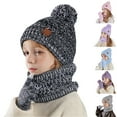 thumbnail image 5 of Kids Winter Hat Gloves Scarf Set Girls Boys Knit Hat with Pom Neck Warmer Mittens Set Toddlers Cold Weather Accessories for Kids 4-10 Years, 5 of 8
