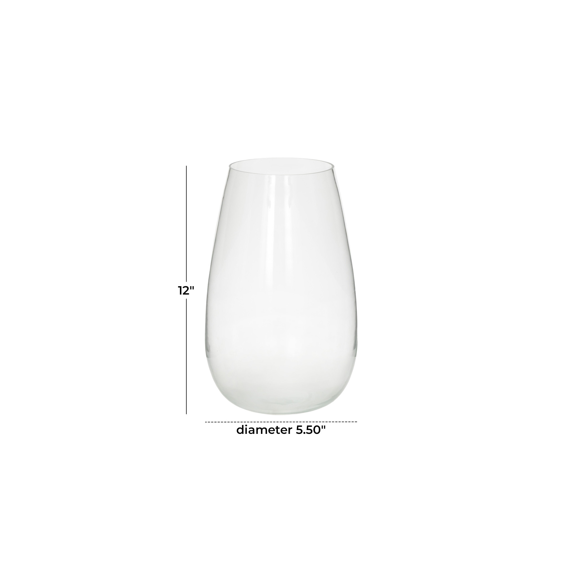 DecMode 12" Wide Glass Vase