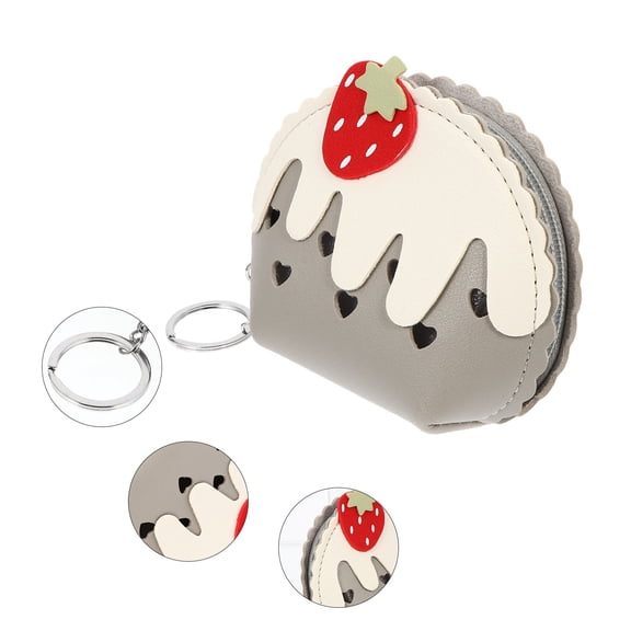 Soimiss 1 Pc Cute Change Purse Coin Purse in Light Grey PU for Shopping