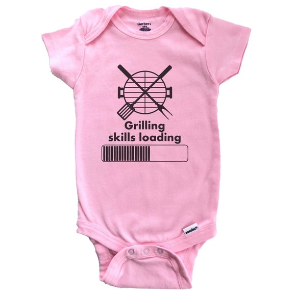 Grilling Skills Loading Funny BBQ Baby Bodysuit (Pink), 0-3 Months