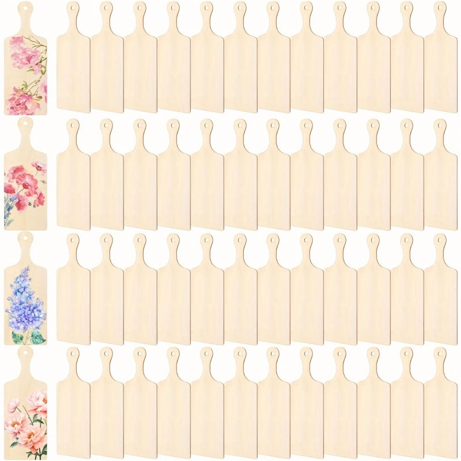 48Pcs Mini Cutting Boards With Handle, Mini Charcuterie Boards, Small Wooden Cutting Board, Unfinished Wood Paddle Boards, Cutting Board for Crafts, Christmas Cooking Decor, Food Display, DIY