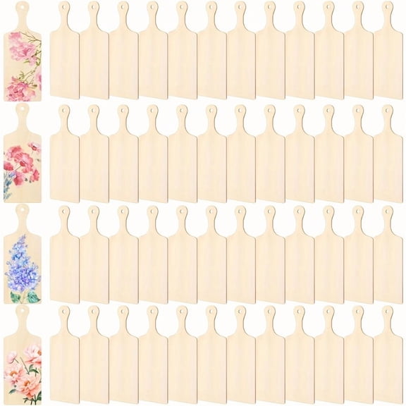 48Pcs Mini Charcuterie Boards, Wood Cutting Boards with Handles, Blank Small Wooden Cutting Boards for Kitchen, Ideal for DIY Cooking Vegetable Decoration