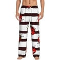 thumbnail image 2 of Lsque Ladybugs on Black and White Striped1 Print Men's Pajama Pants, Lounge Pant - Comfortable Home Wear,Elastic Waistband, Stylish Design-Small, 2 of 9