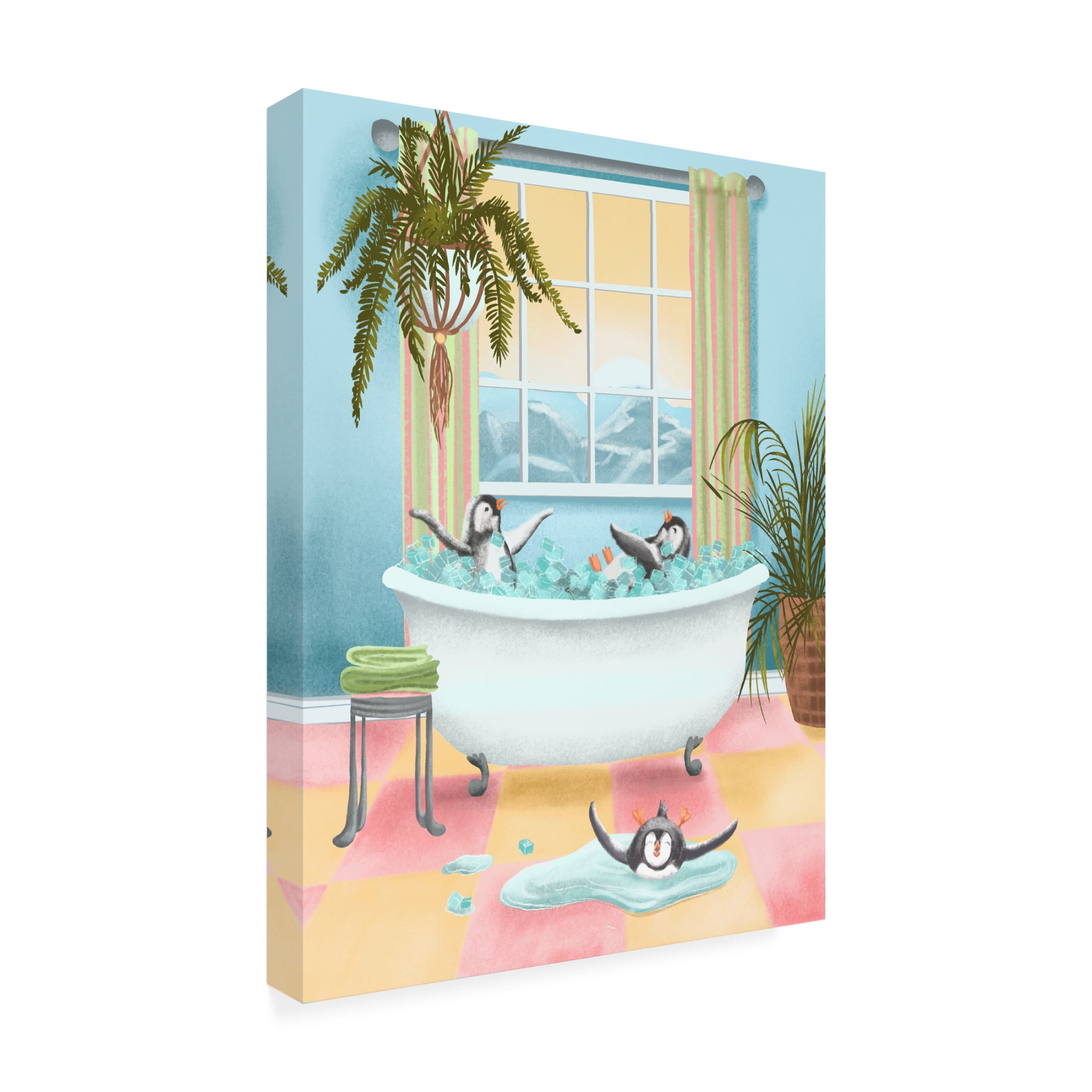 Canvas Wall Art - Christine Rotolo 'Arctic Animals in Tubs Penguins 3' Wall Art for Living Room, Bedroom, or Office Décor by Trademark Fine Art - 24 x 32 Inches