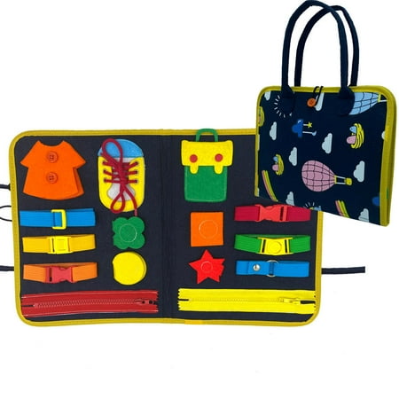 Busy Board Montessori Toys for Toddlers, Sensory Board for 1 2 3 4 Year Old Girls & Boys Preschool Kids Activities Educational Toys, Great Christmas Gifts to Learning Basic Dress Skills