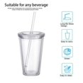 thumbnail image 5 of Reusable Plastic Cups, Double-walled Transparent Drinking Cup With Straw, Reusable Cups, Suitable For Fruit Juice, 5 of 5