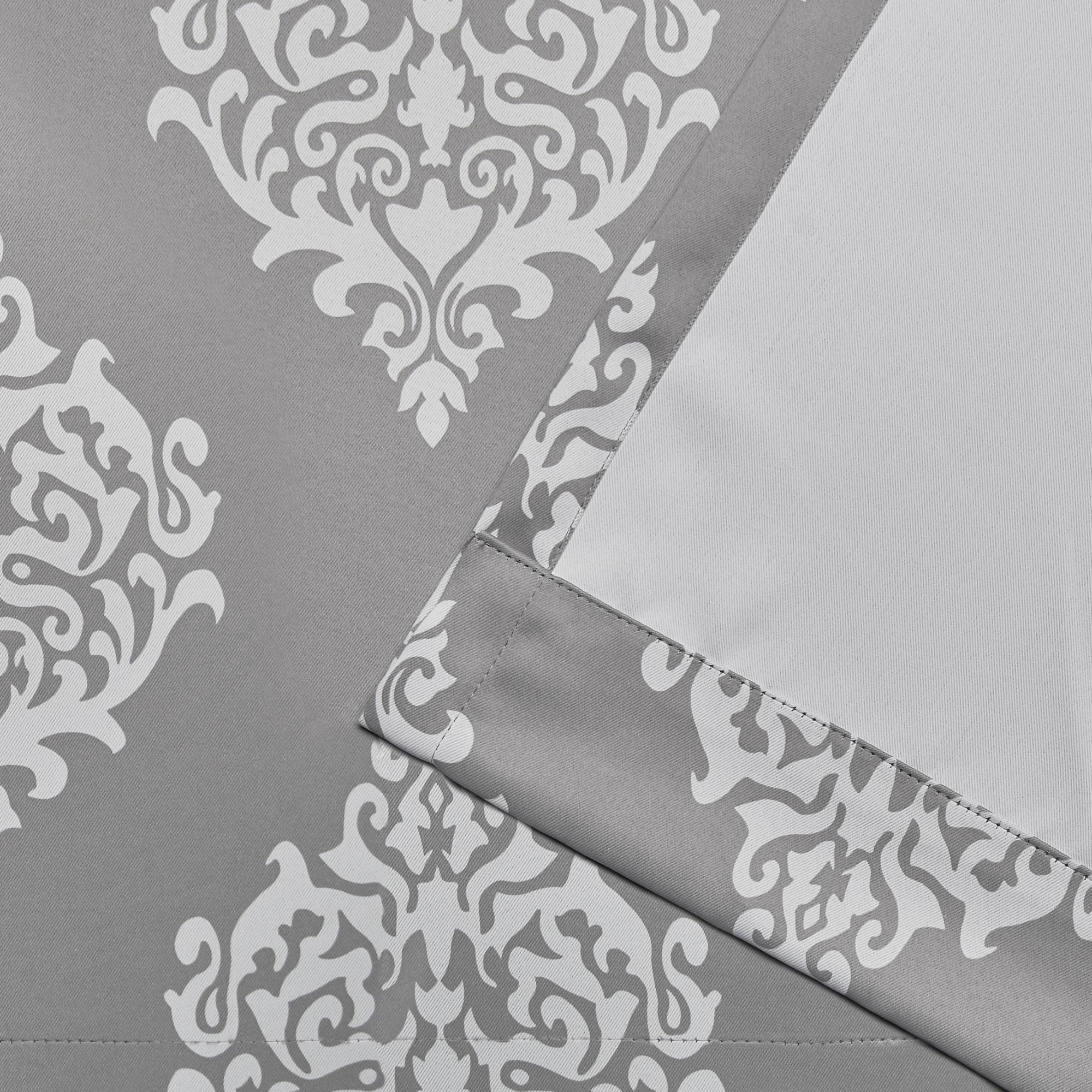 Exclusive Home Medallion Room Darkening Blackout Grommet Top Curtain Panel Pair, 52"x108", Silver