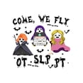 thumbnail image 2 of T-Shirt Graphique d'Halloween pour Femmes - "Come We Fly" T-Shirt Décontracté à Manches Courtes, Mélange de Polyester Doux, Lavable en Machine, Noir avec Design Blanc & Orange Fête des Pères, Fête des Mères, Nouvel An, Printemps, 2 of 7