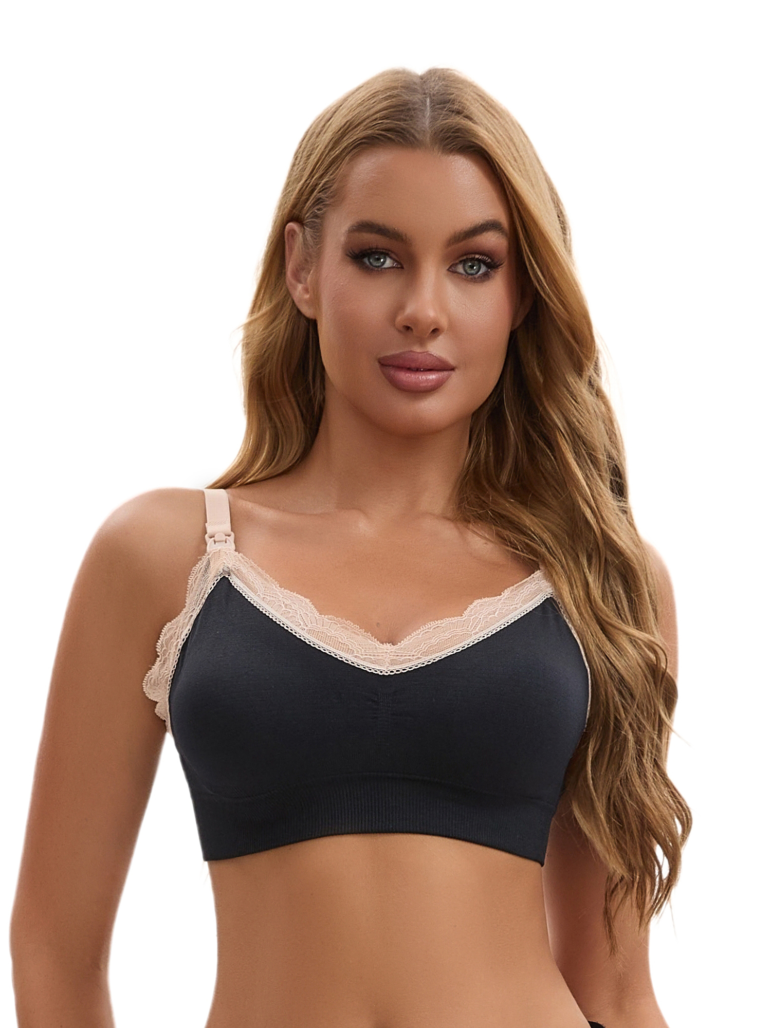 Unique Bargains Women's Wirefree Maternity Lingerie Bra M Black