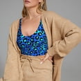 thumbnail image 4 of Sports Bras for Women Workout Tank Tops, Light Blue Leopard Print Running Vest with Removable Cups, 4 of 7