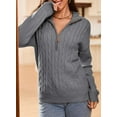 thumbnail image 2 of CAILDANL Women's Sweaters 2025 Fall Winter Quarter Zip Casual Ribbed Cable Knit Pullover, 2 of 2
