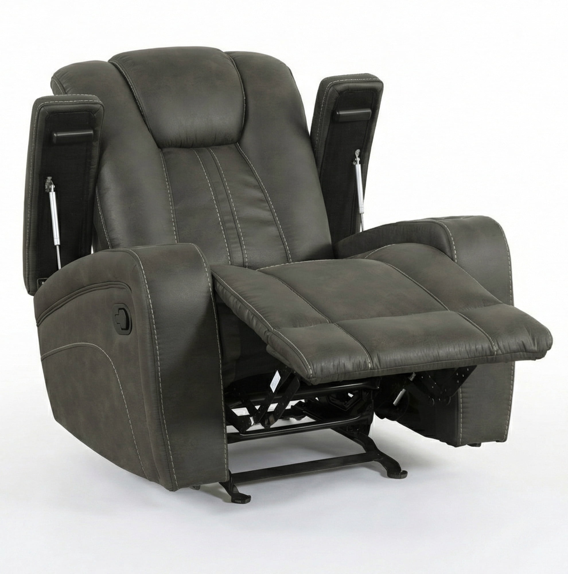 Steve Silver Marlow Charcoal Faux Suede Manual Recliner