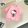 thumbnail image 3 of Bonita camiseta de verano de la marca de dibujos animados de Sanrio Hello Kitty Cate para niñas, camiseta de moda informal de calle, camiseta de cuello redondo para niñas, 3 of 5