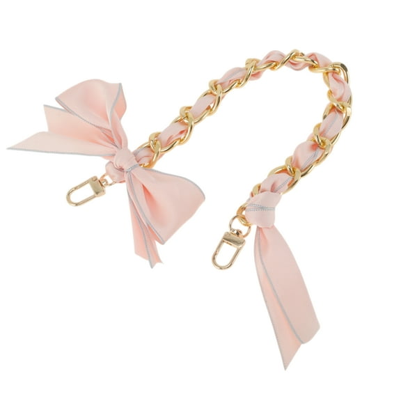 Unique Bargains 1 Pc Scarf Bow Handbag Strap Pink Metal Fabric