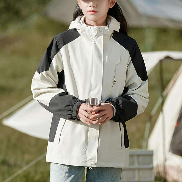 Olyvenn Young Girls Casual Outwear Jackets Women Detachable Cap and Windproof Thick Three-in-one Jacket Outdoor Sports Warm Jacket White 6, Women's