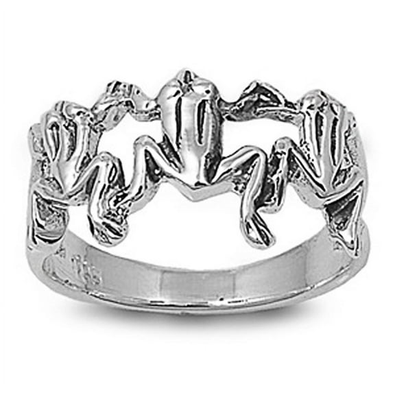 Sterling Silver Frog ring mm ( Size 6 to 10)