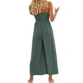 thumbnail image 4 of Seyurigaoka Women's Summer Spaghetti Straps V Neck Cutout Smocked High Waist Wide leg Jumpsuits Rompers with Pockets, 4 of 5
