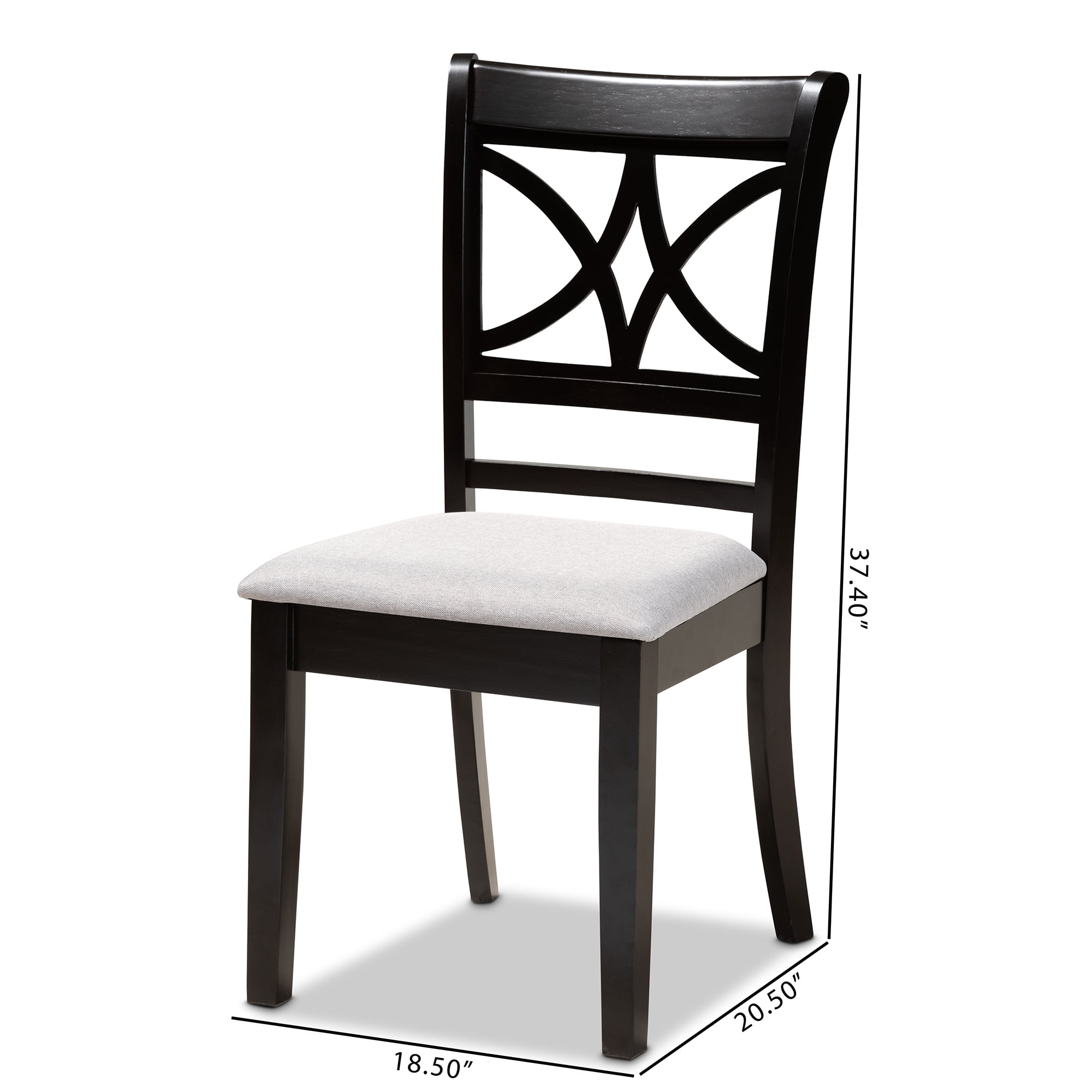 Baxton Studio Clarke Modern and Contemporary Grey Fabric Upholstered and Espresso Brown Finished Wood 4-Piece Dining Chair Set