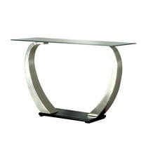 Furniture of America Navarre Steel Glass Console Table in Silver and Black