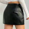 thumbnail image 4 of Riforla Women's Plus Size Skinny PU Leather V Waist Mini Pencil Skirts with Split Skirts for Women Black XL, 4 of 7