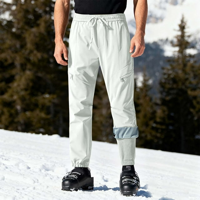Pantalon de Ski Unisexe Décontracté Patchwork Solide avec Fermeture Éclair et Multiples Poches